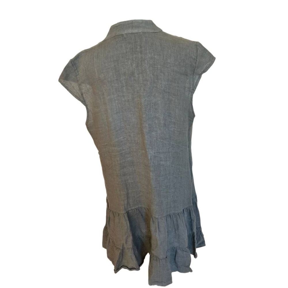 Womens 100% Linen Tiered Button Front Made in Italy Dress Large - Picture 3 of 9